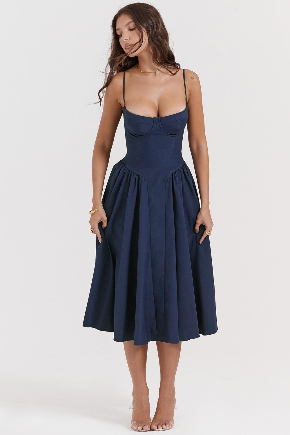 Marloes | Midi-korsetkjole i twill