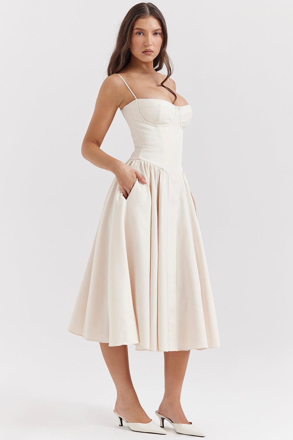 Marloes | Midi-korsetkjole i twill