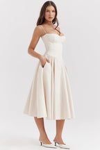 Marloes | Midi-korsetkjole i twill