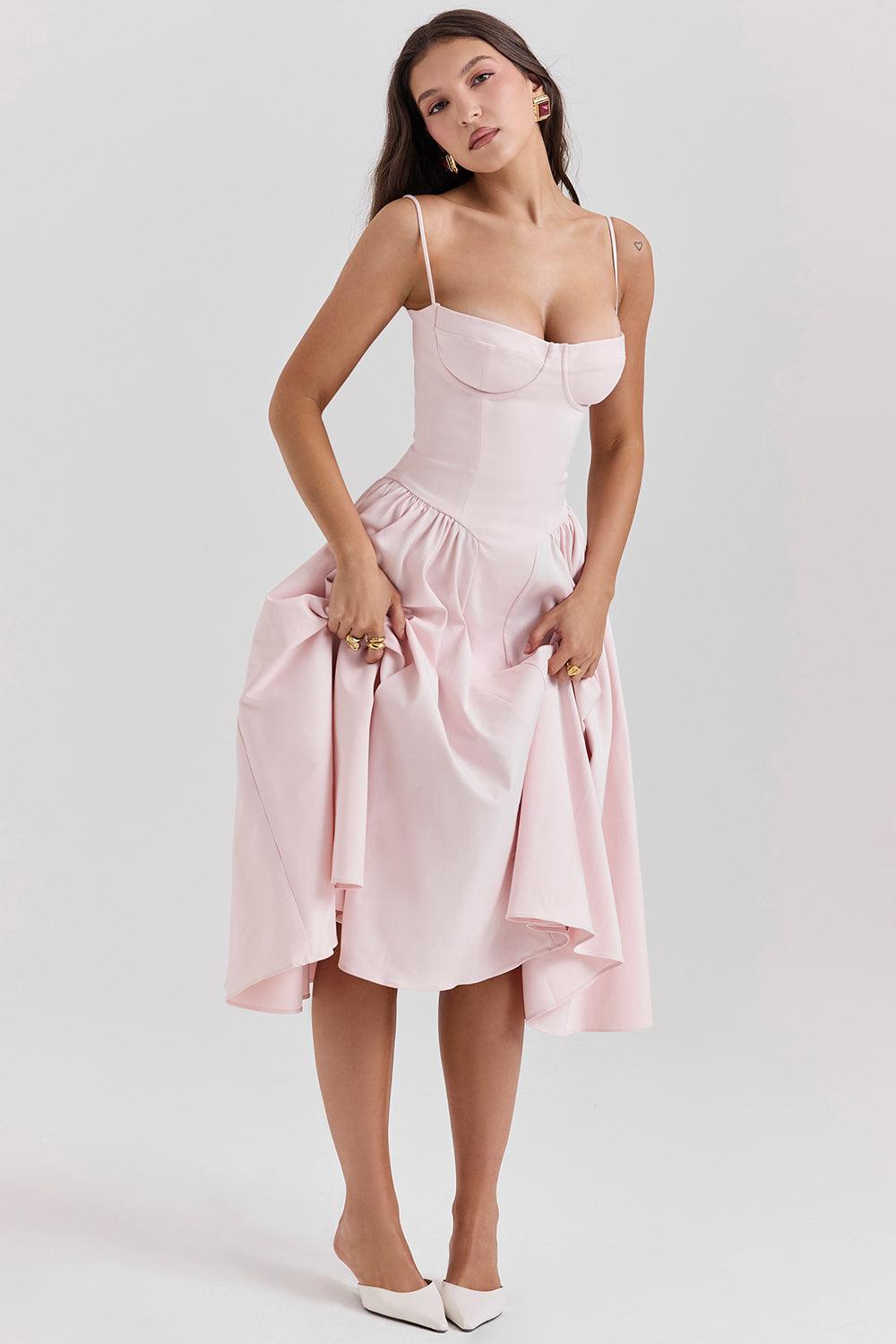 Marloes | Midi-korsetkjole i twill