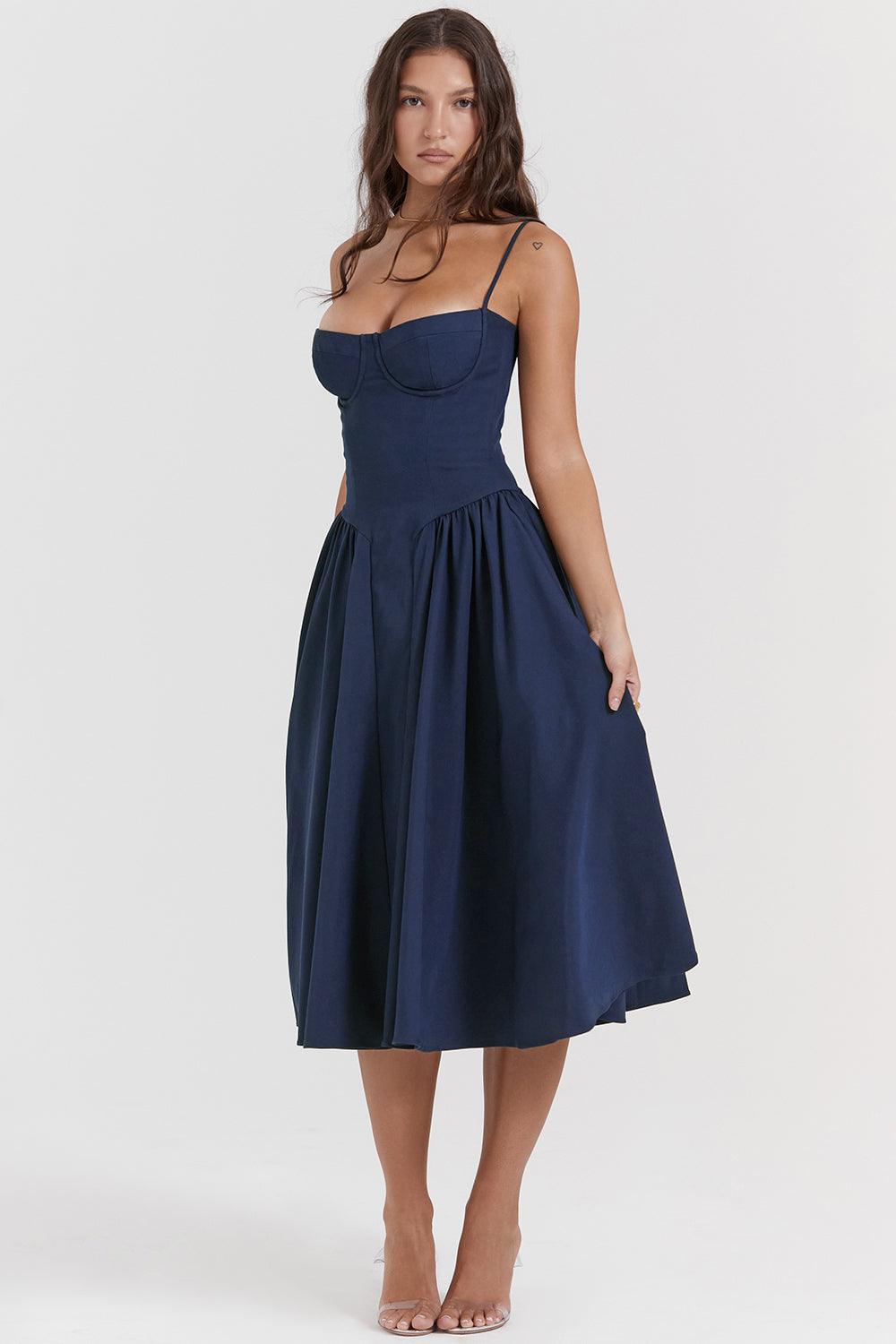 Marloes | Midi-korsetkjole i twill
