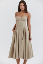 Marloes | Midi-korsetkjole i twill