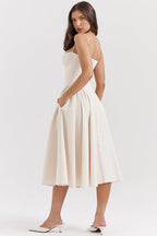 Marloes | Midi-korsetkjole i twill