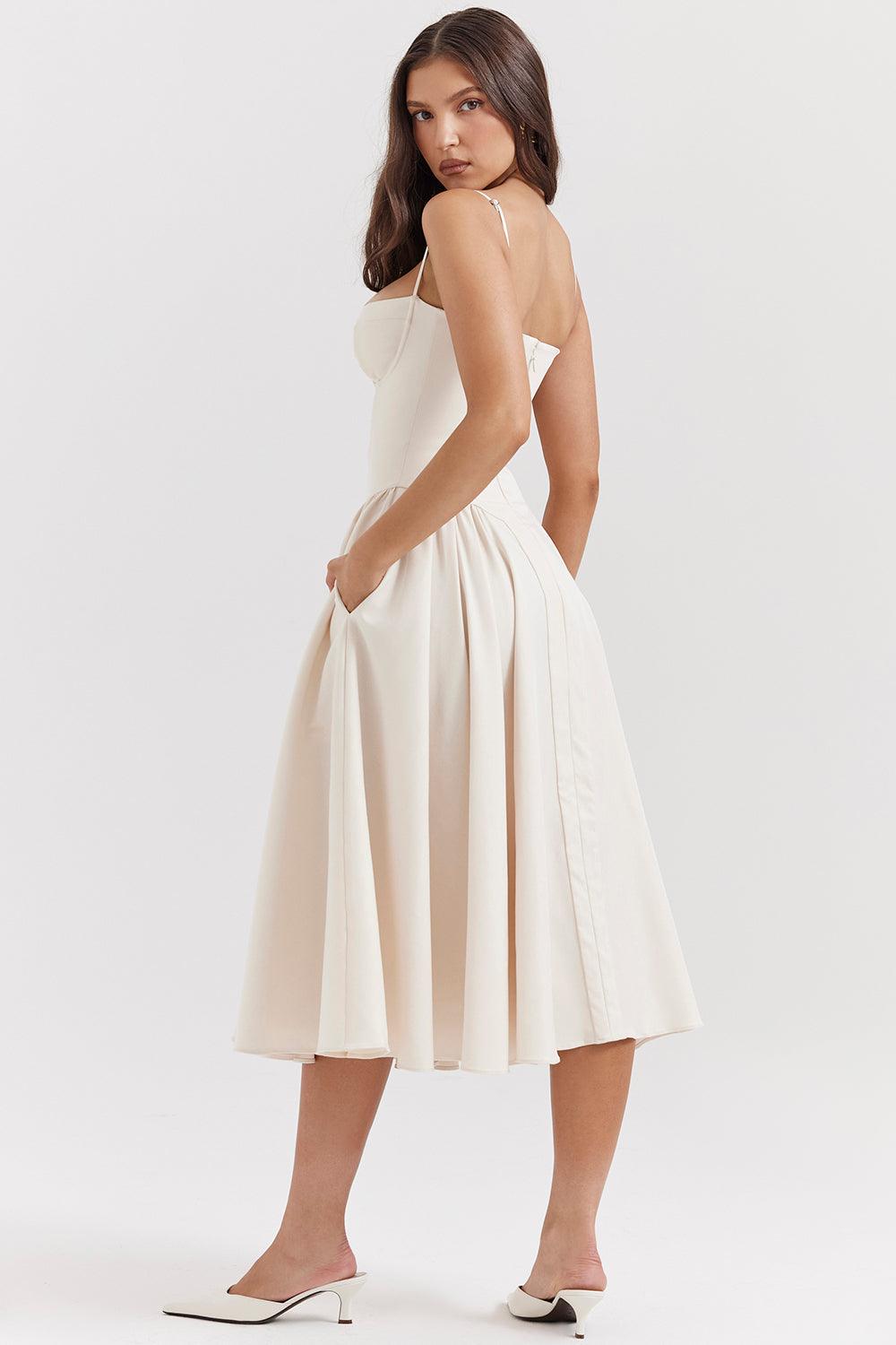 Marloes | Midi-korsetkjole i twill