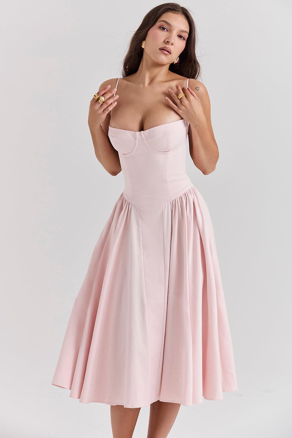 Marloes | Midi-korsetkjole i twill