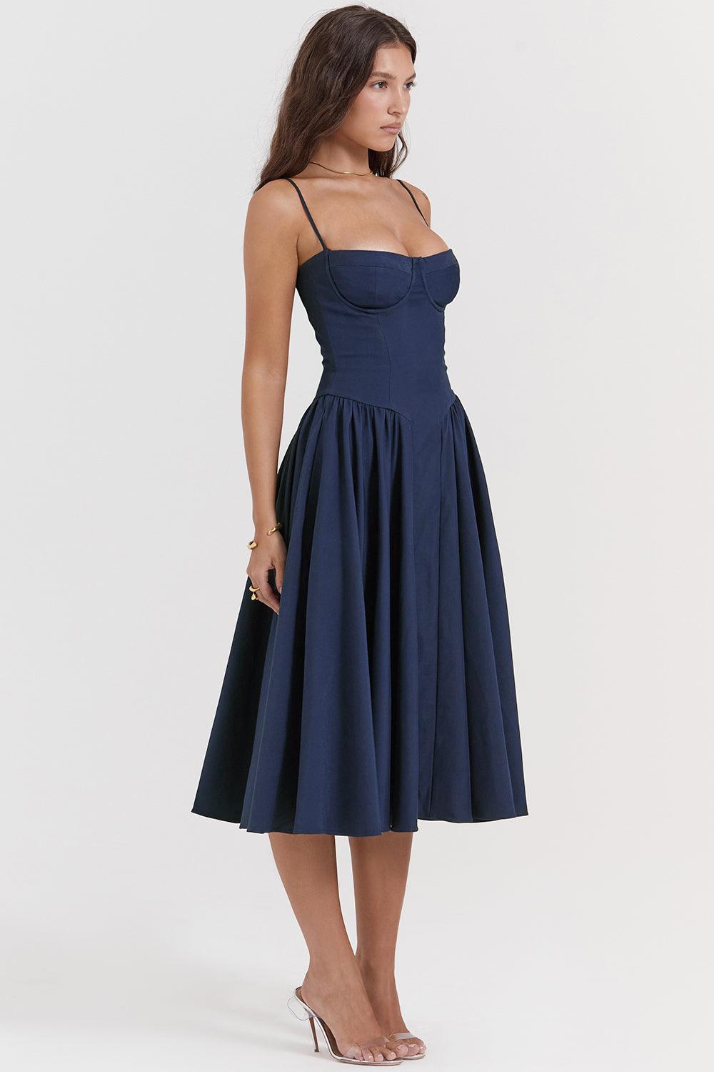 Marloes | Midi-korsetkjole i twill