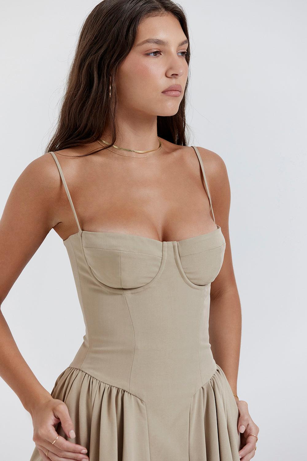 Marloes | Midi-korsetkjole i twill