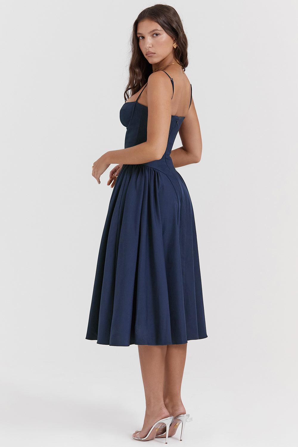 Marloes | Midi-korsetkjole i twill