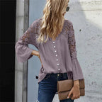 SARA - Bluse med blomstret blonde