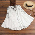 SARA - Bluse med blomstret blonde