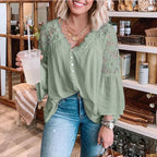 SARA - Bluse med blomstret blonde