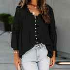 SARA - Bluse med blomstret blonde