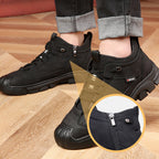 Læder-herresneaker med for i kunstuld