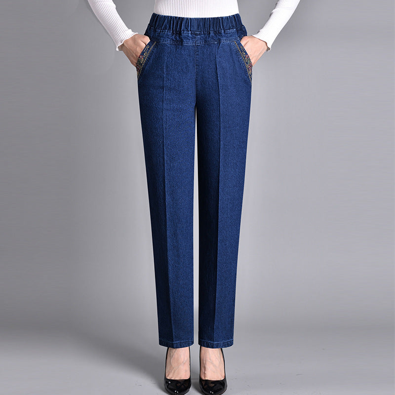 Fleur | Damejeans med sidelommer og elastisk talje