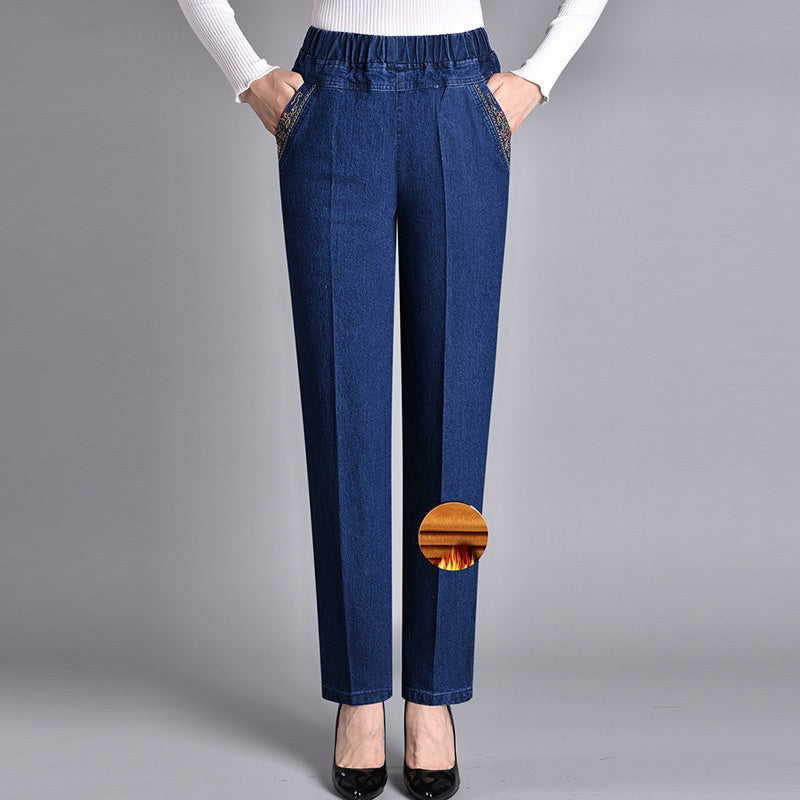 Fleur | Damejeans med sidelommer og elastisk talje