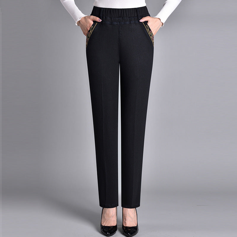 Fleur | Damejeans med sidelommer og elastisk talje