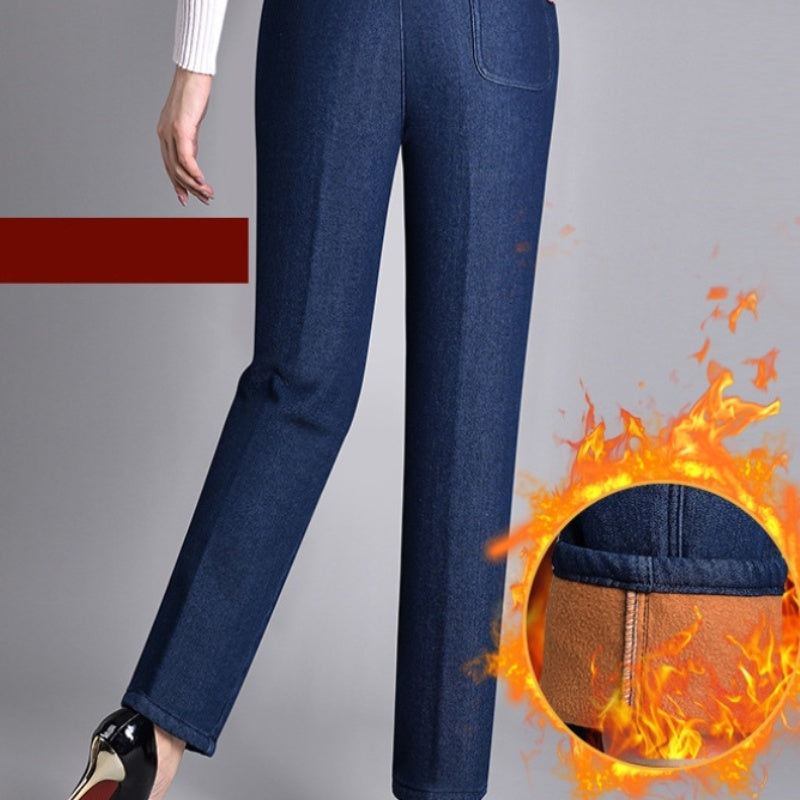 Lotte | Damejeans med sidelommer og elastisk talje