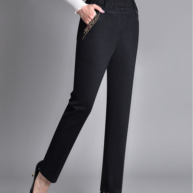 Fleur | Damejeans med sidelommer og elastisk talje
