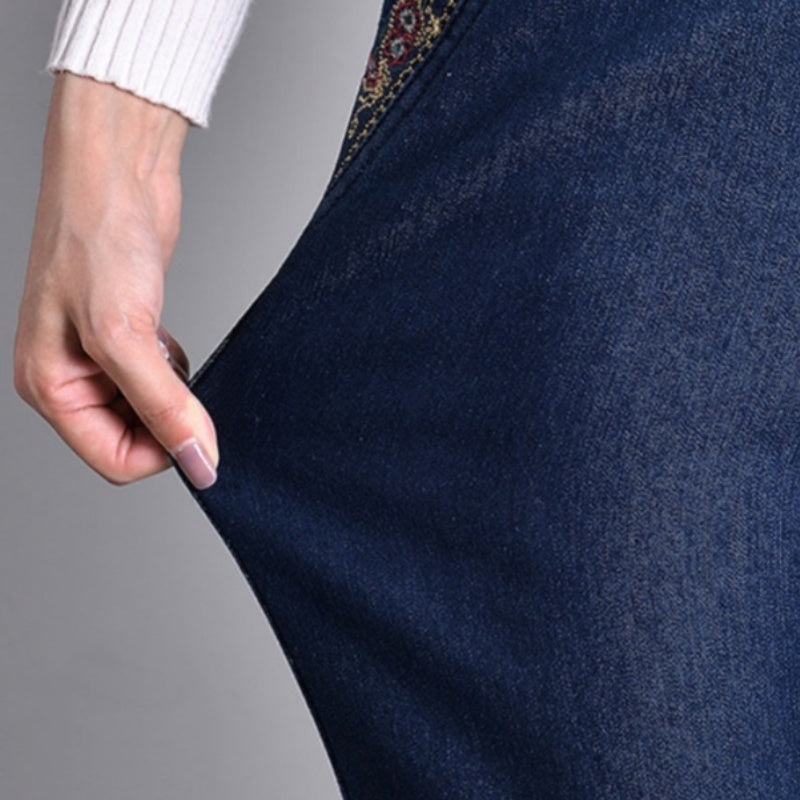 Fleur | Damejeans med sidelommer og elastisk talje