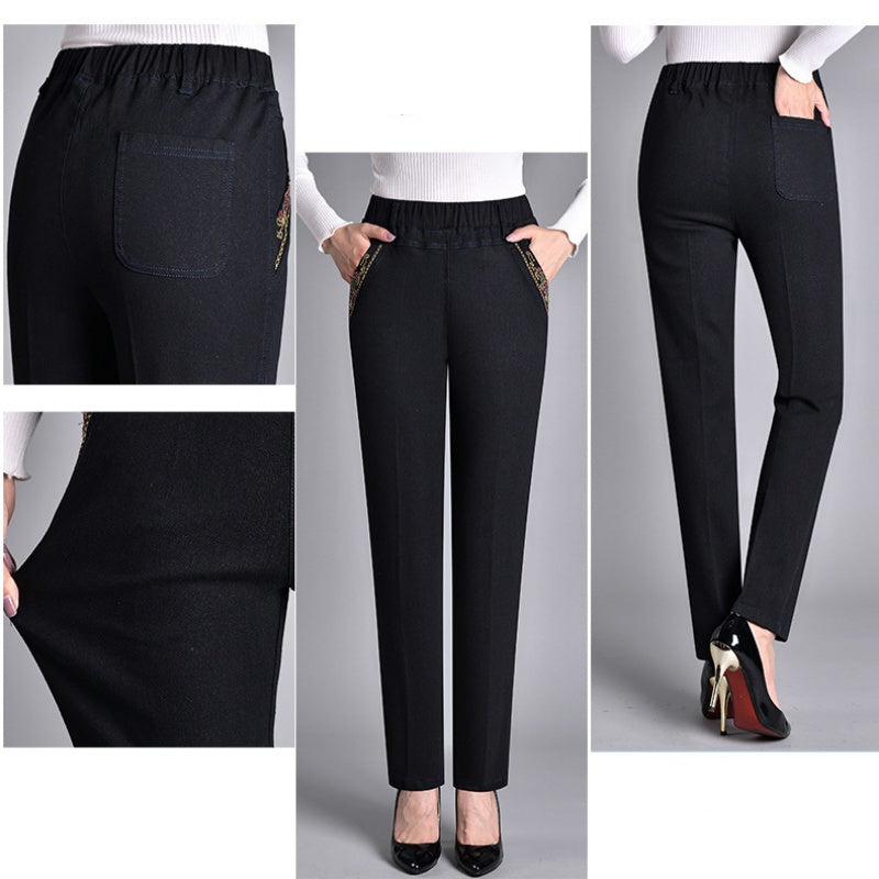 Fleur | Damejeans med sidelommer og elastisk talje