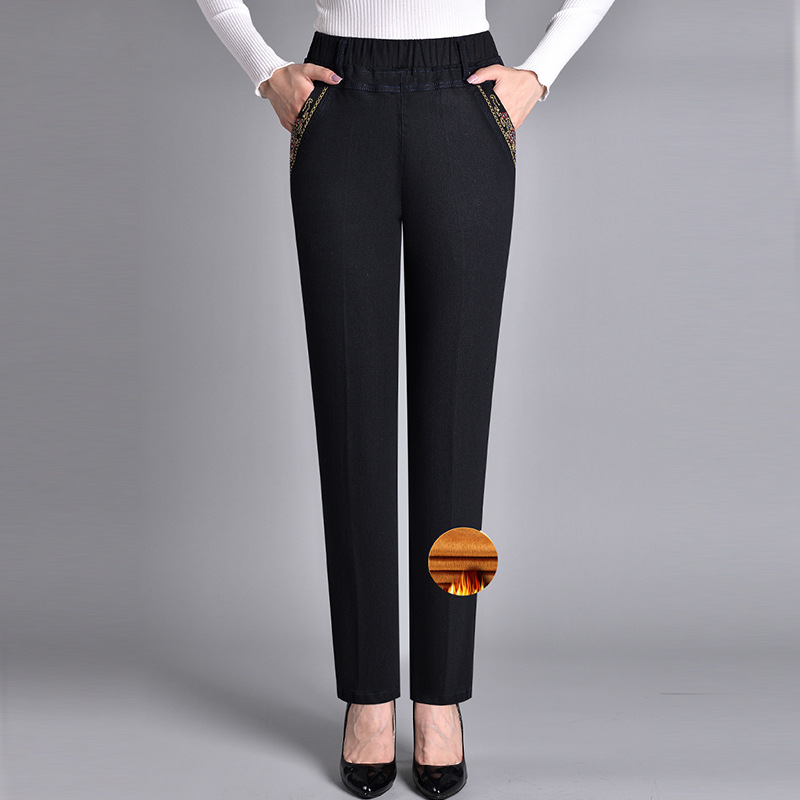 Fleur | Damejeans med sidelommer og elastisk talje