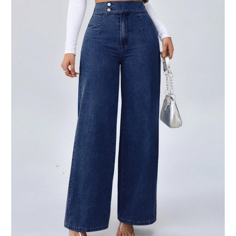 Elvara™ – Højtaljede Wide-Leg Jeans med Elegant Silhuet