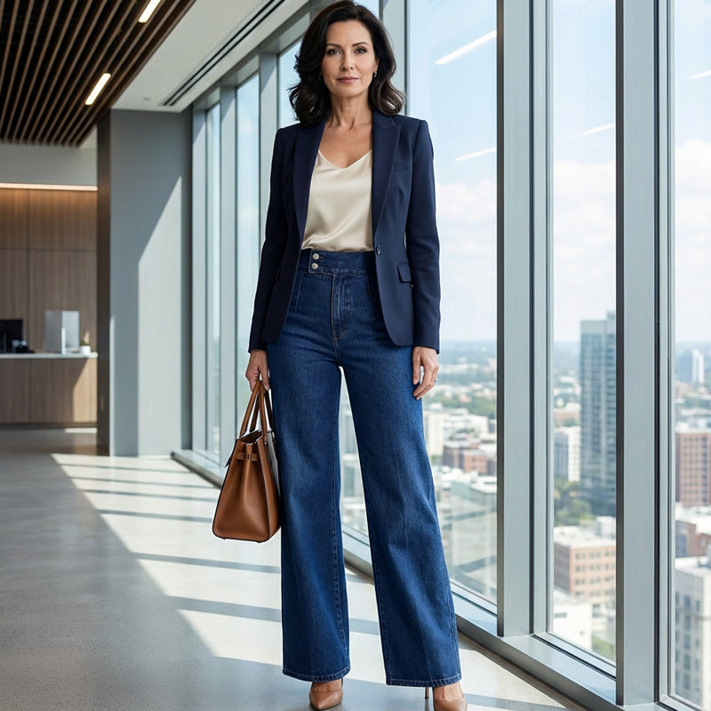 Elvara™ – Højtaljede Wide-Leg Jeans med Elegant Silhuet