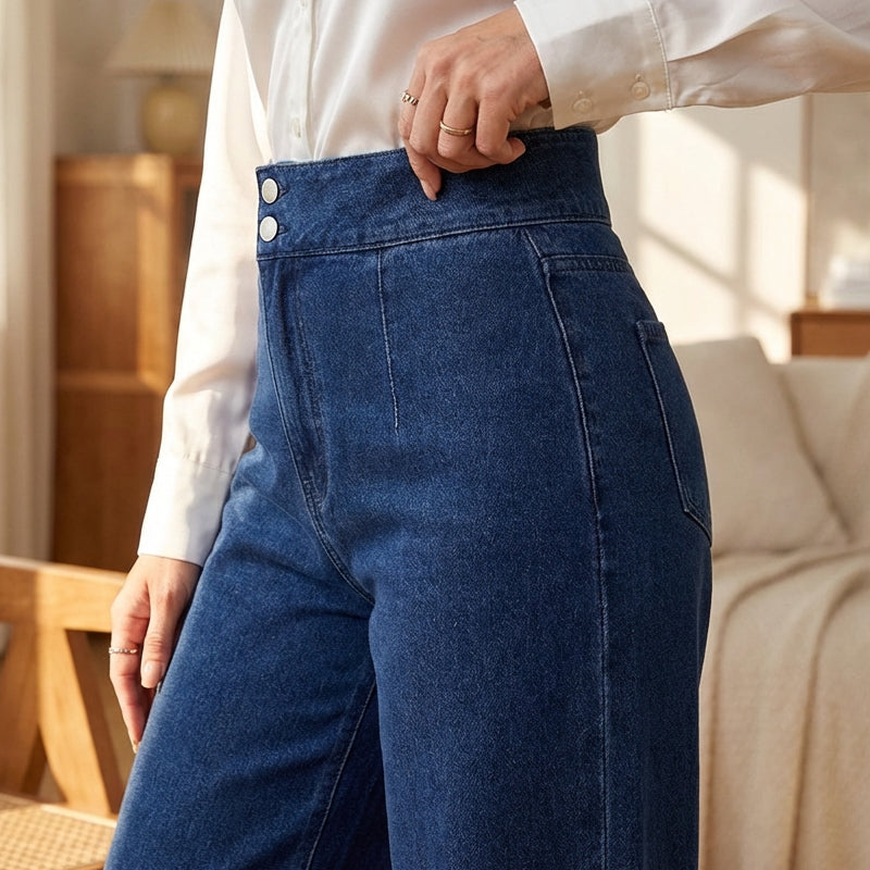 Elvara™ – Højtaljede Wide-Leg Jeans med Elegant Silhuet