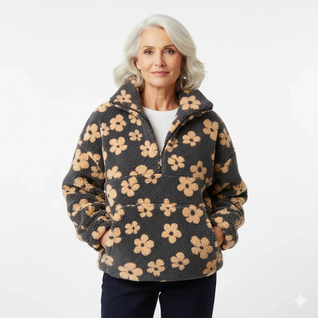 Sophie | Fleecetrøje med blomsterprint