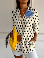 Bluse med flydende print