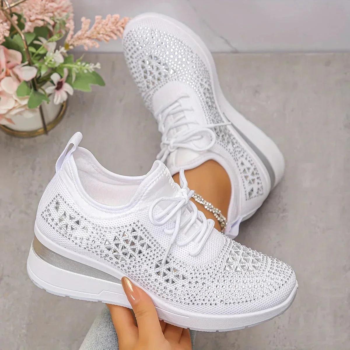 Violetta | Ortopædiske sneakers med glitrende sten