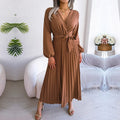 Zoë™ Brun Maxikjole med V-hals Festlig Boho-stil